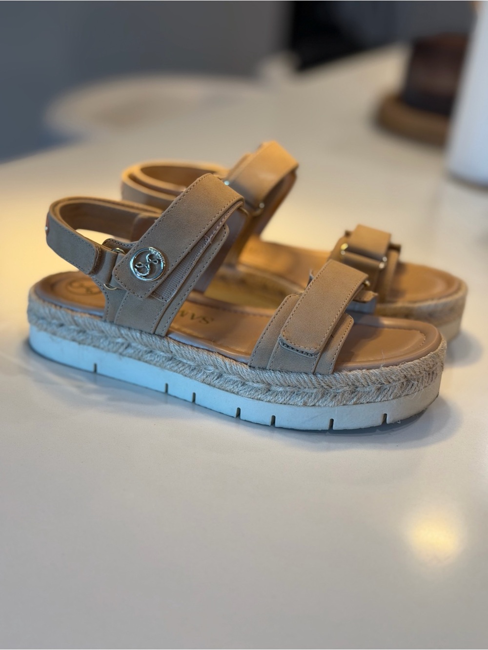 Sam & Libby Tan Espadrille Platform Sandals